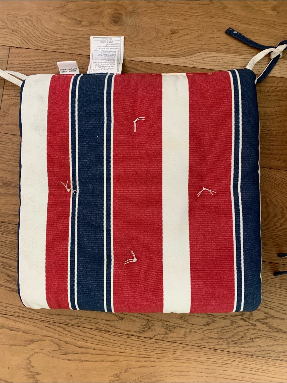 Pottery Barn Set of 6 Red, White & Navy Striped Seat Dining Cushions - Picture 3 of 14
